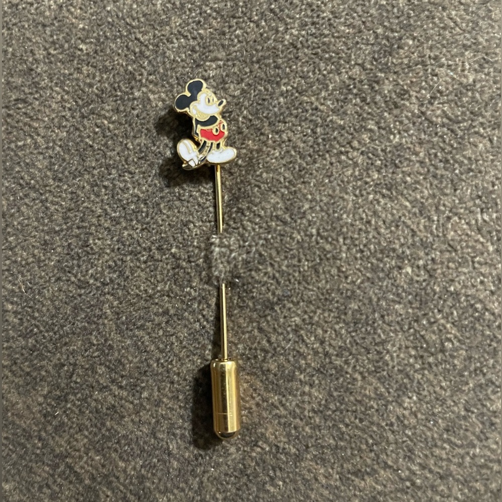 Vintage Mickey Mouse Gold Tone Stick Pin